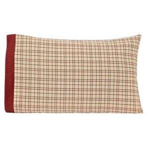 VHC BRANDS OAK & ASHER Creme & Maroon Plaid Pillowcase Set of 2 NEW NIP